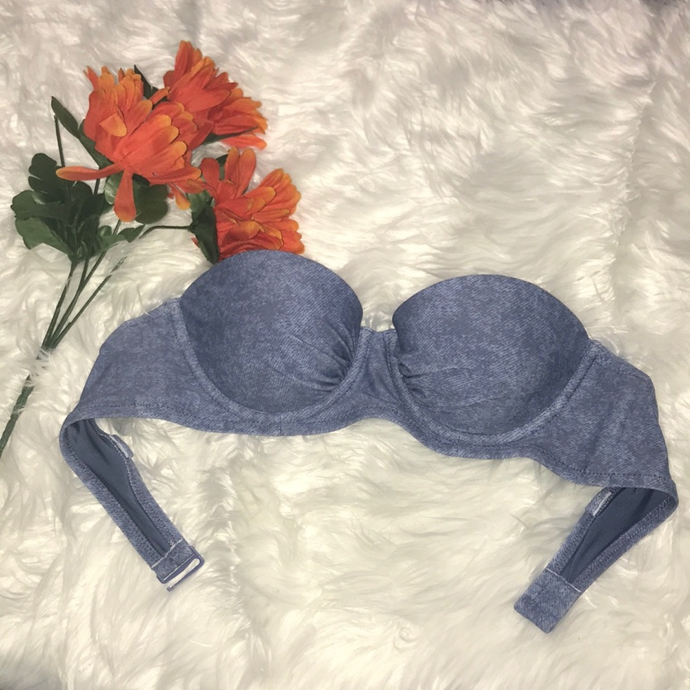 NWT Strapless Denim Print Bikini Top Size 32B